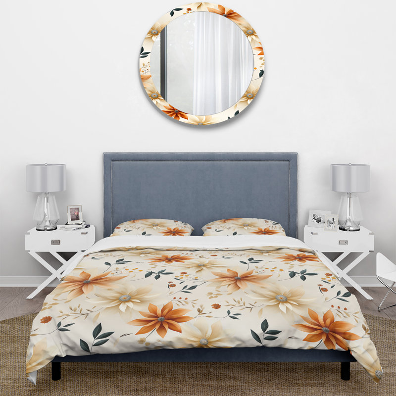 Motif bohème motif terrestre III - ensemble de housse de couette floral - microfibre de polyester