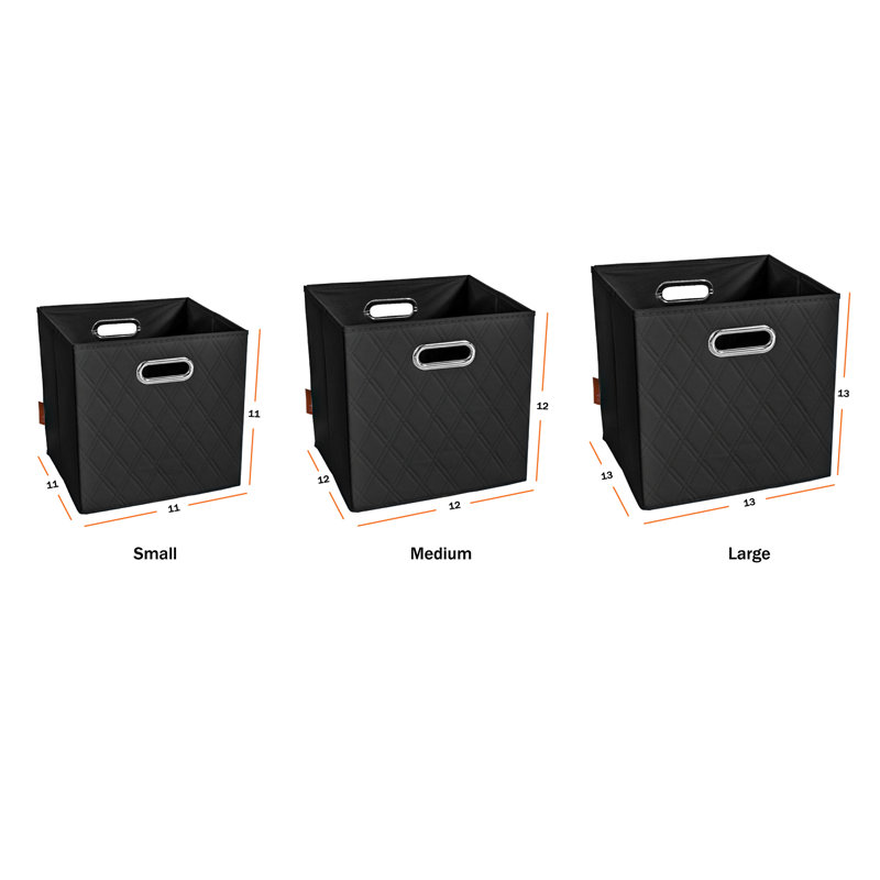 Jiaessentials Faux Leather Cube or Bin Set, 11" H x 11" W x 11" D, Black
