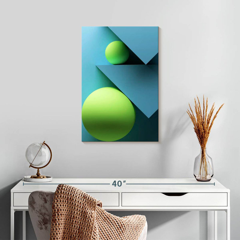 Avery Green Circles And Blue Triangles, 24" H x 16" W