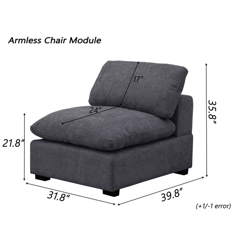 Module modulaire sans accoudoirs pour canapé modulaire Ashari, Polyester gris foncé