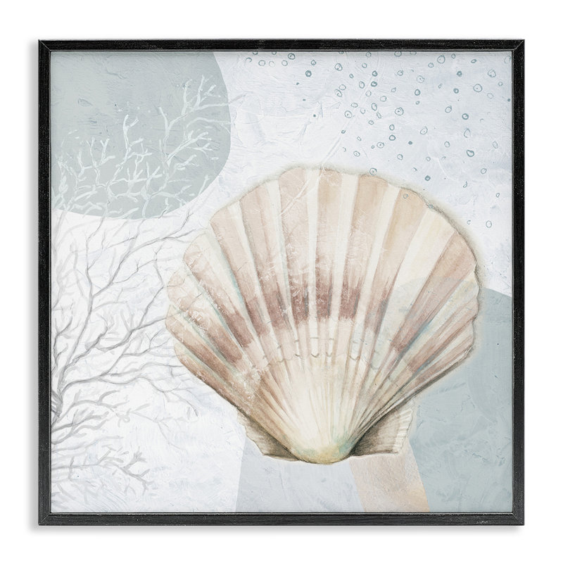 «Seashell Circle», estampe numérique par Patricia Pinto, H 12 po x l 12 po, Giclée encadrée noir minuit