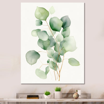 «White Green Minimalisme Eucalyptus Essence V» sur toile