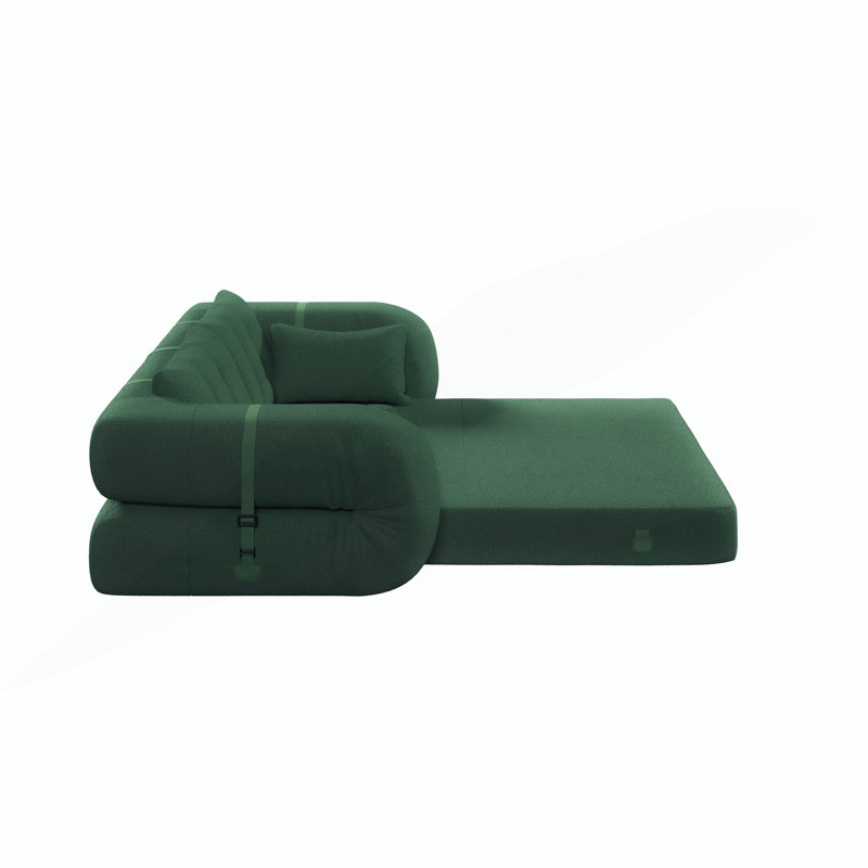 Upholstered 78.75 " Teddy Sleeper Sofa, Green Teddy