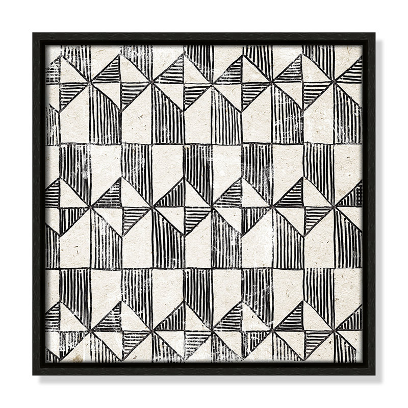 «White Art Deco I» par Aimee Wilson, Framed Canvas, L 13,5 po x H 13,5 po, Flottant espresso