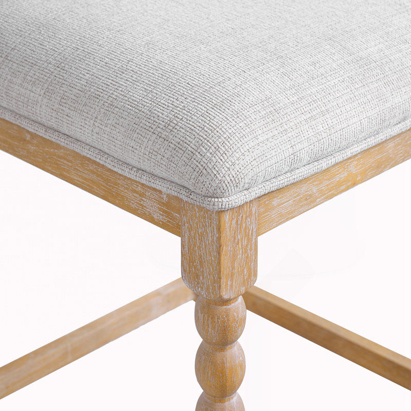 Ensemble de 4 tabourets rembourrés, 4, Siège gris / cadre naturel