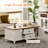 4 Piece Living Room Table Set - Includes Modern Coffee Table With Drawer, Glass Door TV Stand For 65 Inch TV, Set Of 2 Side End Tables With Charging Station & Cabinet, Off White
