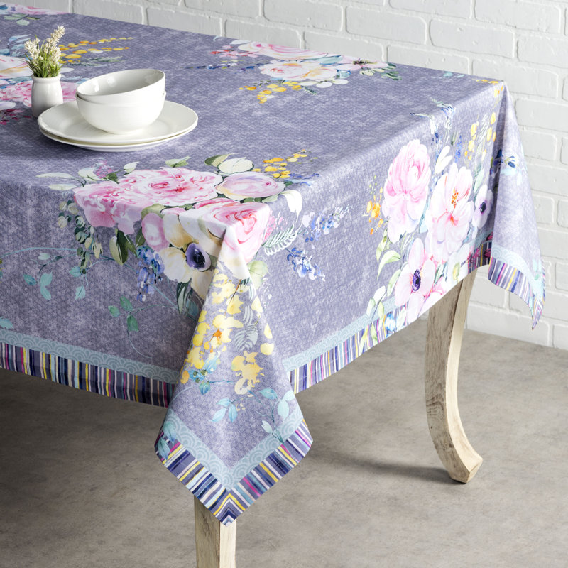 Floral 100% Cotton Tablecloth, 108" L x 60" W