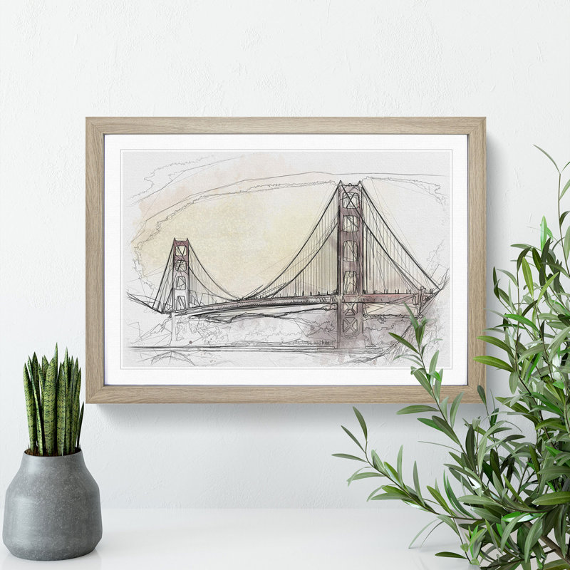 Golden Gate Bridge Vol.3 - Picture Frame Painting, 27cm H x 36cm W x 2cm D, Oak Framed