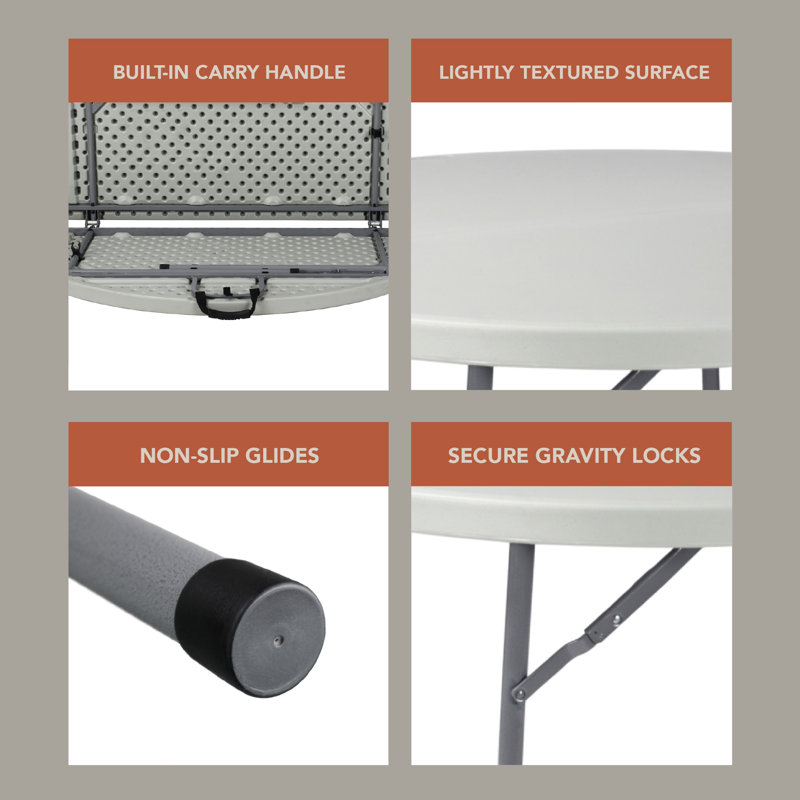 Frank Premium Seating Plastic Fold in Half Table, 29.25" H x 60" W x 60" D