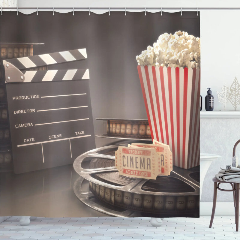 Ensemble de rideau de douche et crochets de cinéma, H 70 po x l 69 po