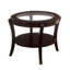 Table de bout de style contemporain avec plateau en verre au fini espresso et plateau inférieur en bois massif