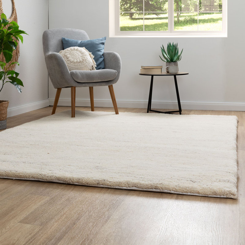 Dresden Wool Hand Knotted Area Rug, Beige, Rectangle 140 x 200cm
