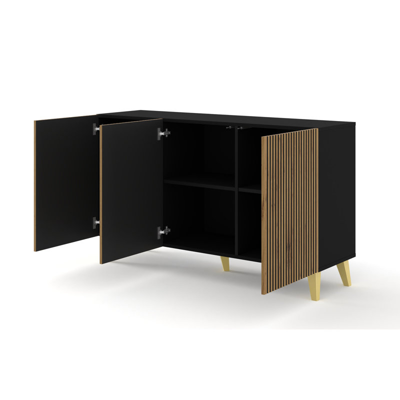 Jacarri 58.94'' Sideboard, Black/Natural Artisan Oak/Gold