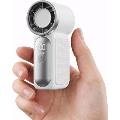Portable Handheld Mini Fan, 6 Speeds 16900 RPM High Velocity Personal Fan with LED Display, USB Rechargeable, Mini Fan with Lanyard for Makeup, Travel, Outdoor Fan for Women Girl Gift, White