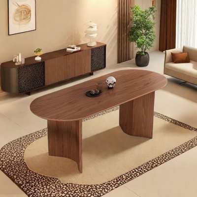 Household simple ash wood oval dining table