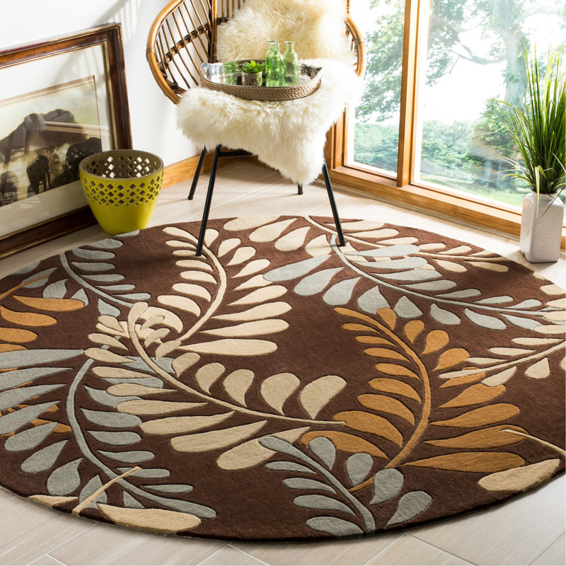 Modern Art Hand Tufted Performance Floral Rug, Round 7'