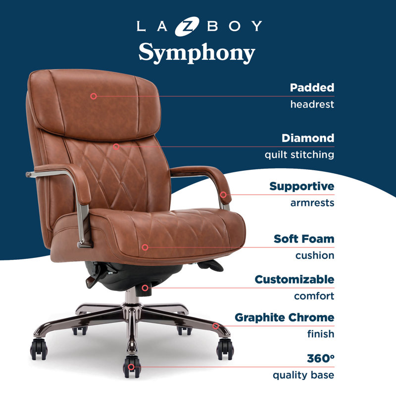 Symphony Swivel Executive Chair, Graphite, Cognac