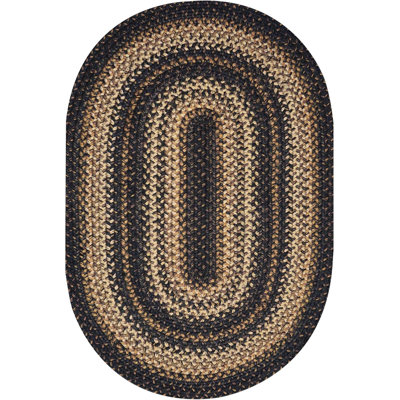 Tapis noir / brun / crème en jute tressé de qualité supérieure Dairius