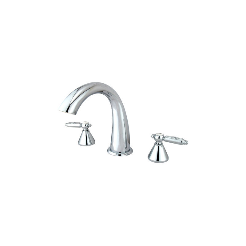 Georgian Double Handle Deck Mounted Roman Tub Faucet, Polished Chrome