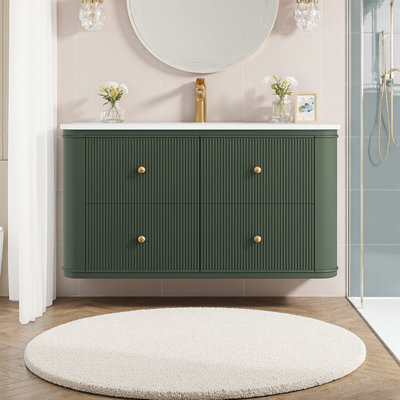 Meuble-lavabo mural flottant avec lavabo et lavabo intégré en acrylique