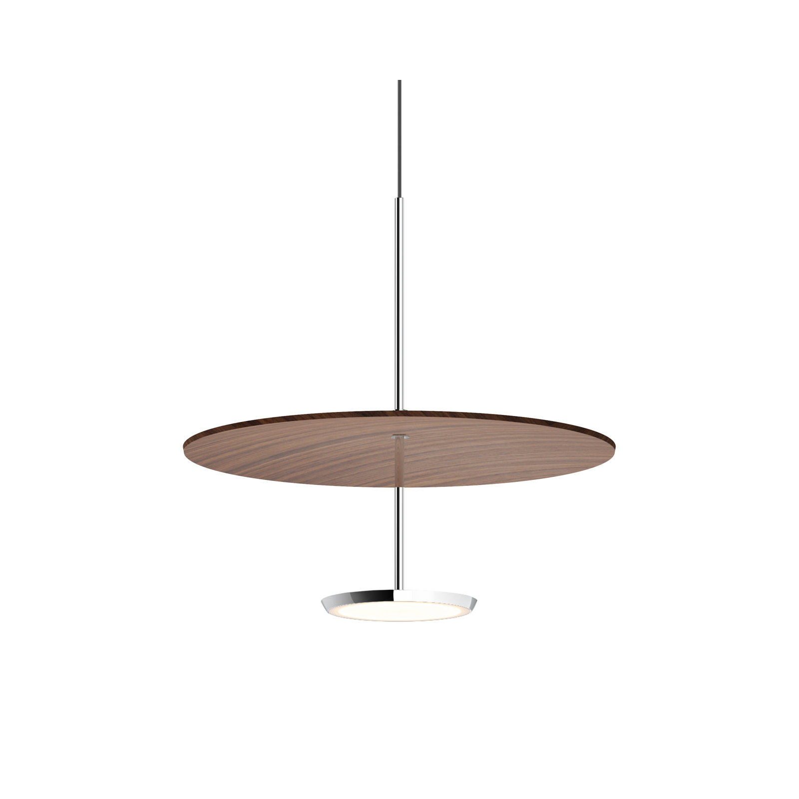 Sky Dome 1 - Light LED Pendant, 17.5" H x 17.5" W x 17.5" D, Walnut, Polished Aluminum