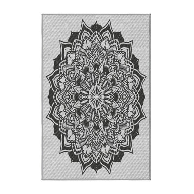 Tapis noir/gris tissé à la machine