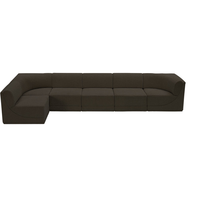 Canapé modulaire rembourré 6 pièces Ollie, Tissu brun bouclé