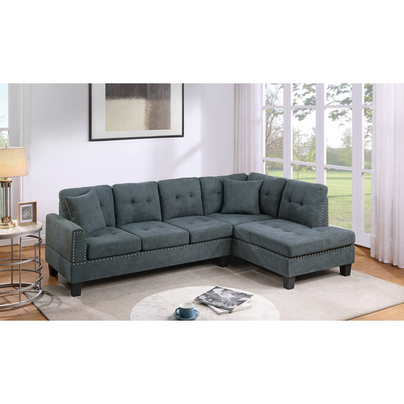 2-Piece Sectional Set, Black Fabric