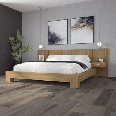 Zen Collection Bedroom - Platform Bed with Headboard and Nightstands (2) – Easy Assembly, No Box Spring Required