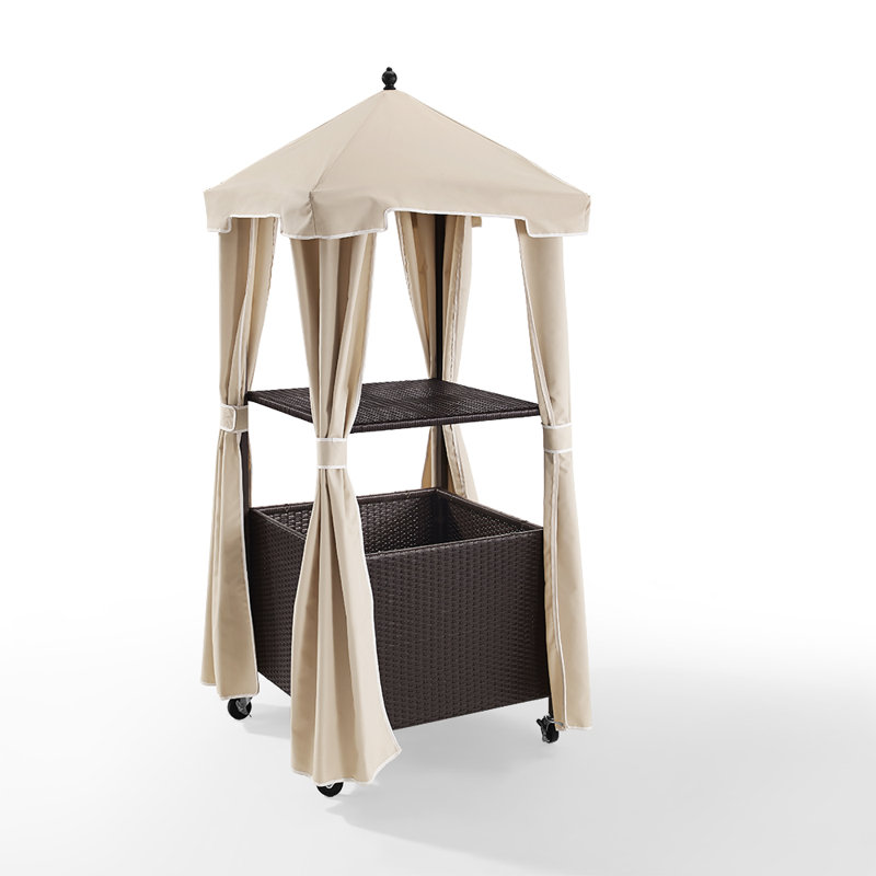 Mercury Row 35.5'' W Water Resistant Towel Valet with Wheels in Dark Brown/Sand
