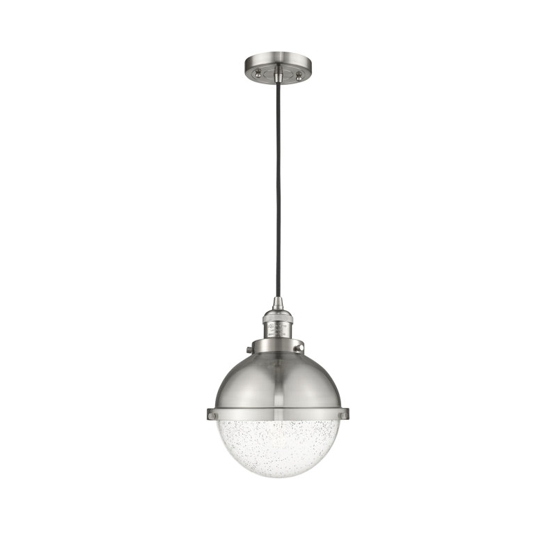 Luminaire suspendu en forme de globe à 1 lumière Amande, H 132,25 po x l 9 po x P 9 po, Nickel satiné brossé