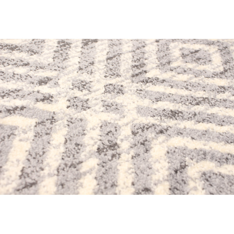Tapis géométrique crème/gris Salih  , Rectangle 3 pi 11 po x 5 pi 7 po
