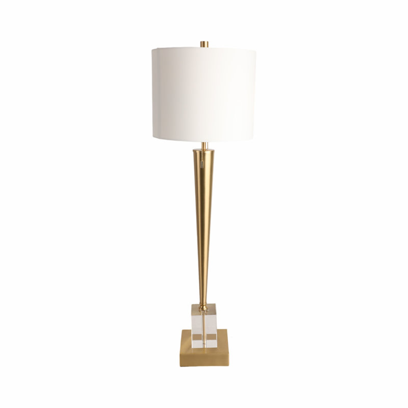 Everly Quinn Allenbie Crystal Buffet Table Lamp In Iron, Gold