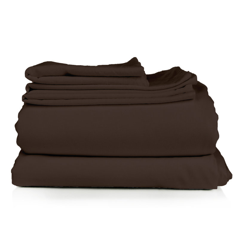 Ensemble de draps en micro-fibre, Brun, Ensemble de draps pour grand lit + un drap-housse 