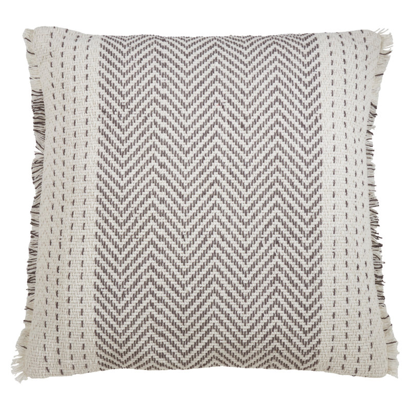 Housse de coussin en coton Carey, Gris / ivoire