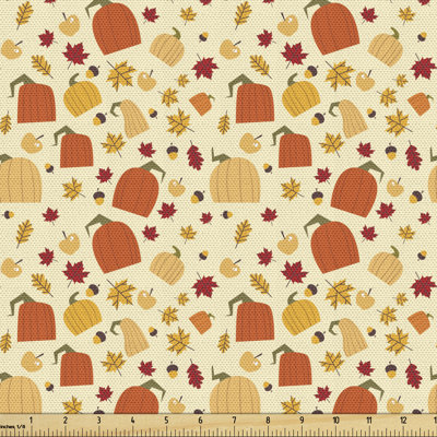 Tillia Pumpkin Season Warm Tones Maple Leafs Fabric