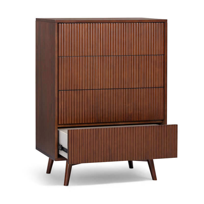 Solid Wood 76cm W 4 - Drawer Chest of Drawers, Walnut