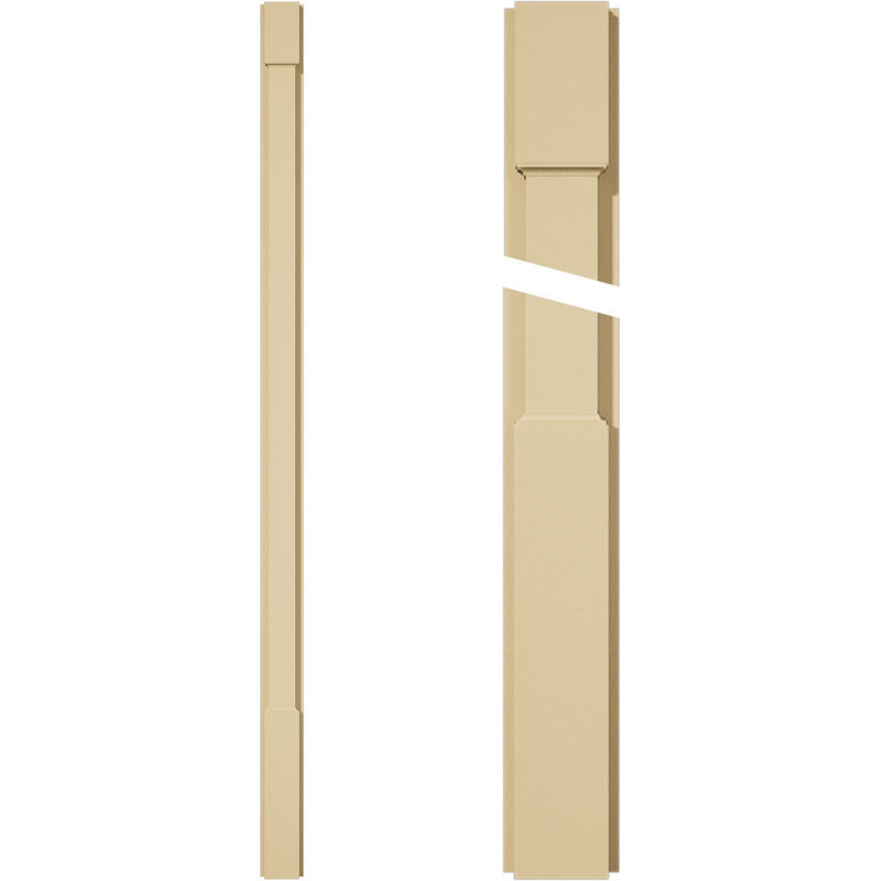 Signature en uréthane pilier uni avec base et base standard, l 4 po x H 82 po x P 2 po (la paire), la base peut être coupée jusqu'à 6 5/8 po, uréthane fraisé à haute densité, brun clair apprêté en usine, vendu par paire