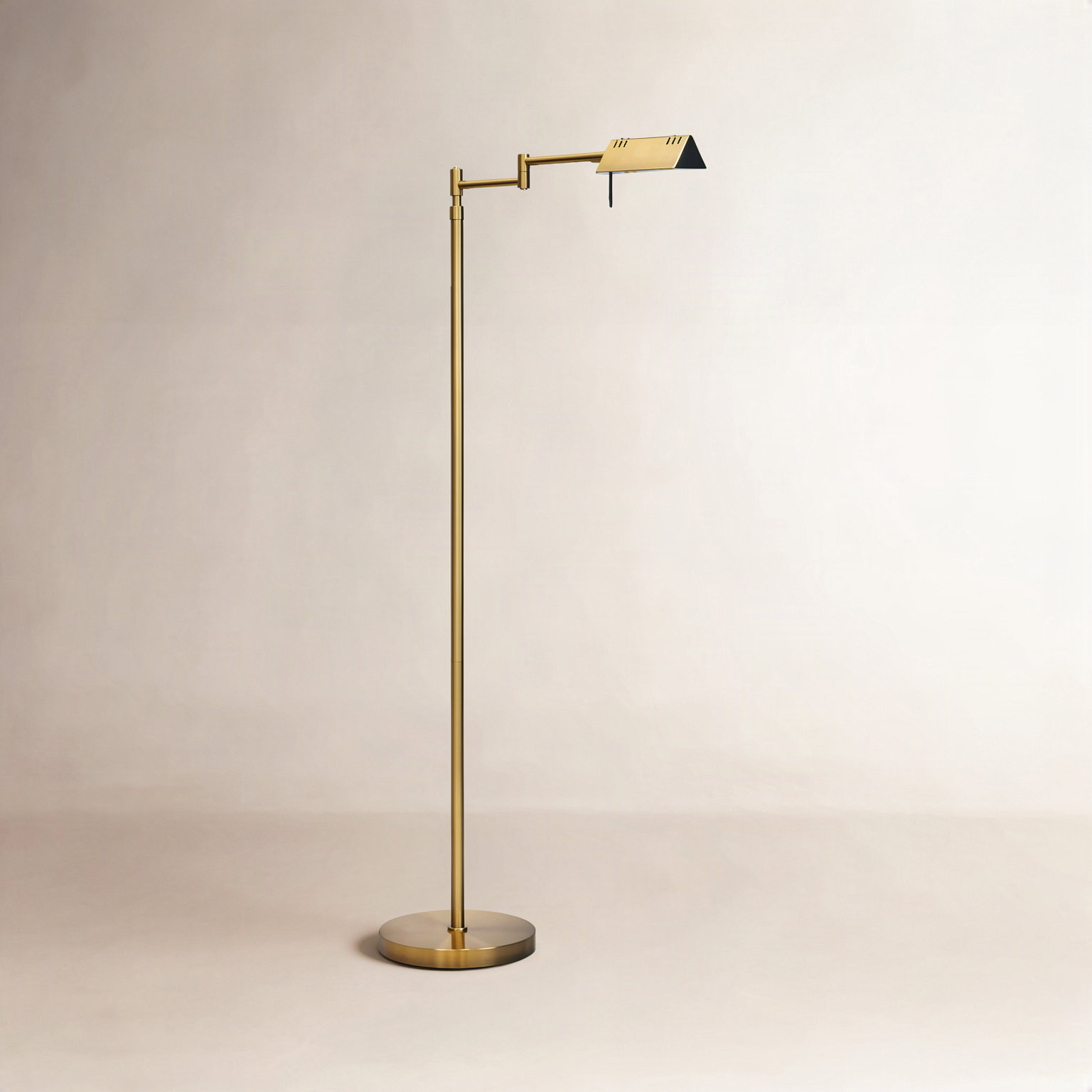 Urick 55" Dimmable Adjustable Height Floor Lamp, Antique Brass
