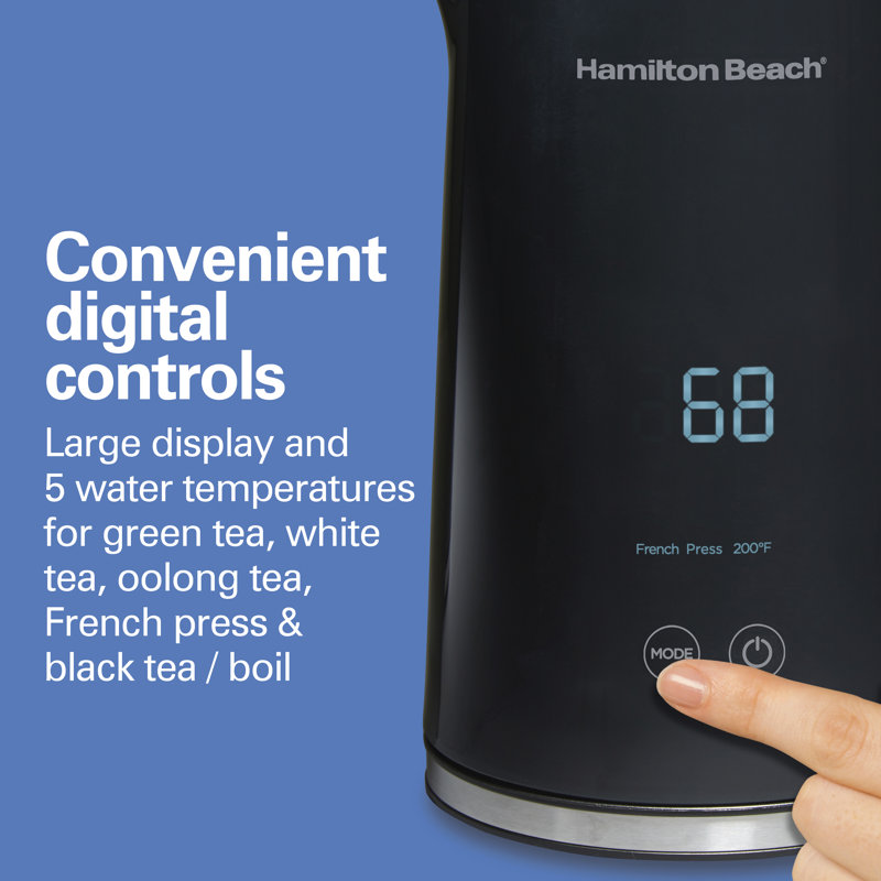Hamilton Beach 1.7L Black Stainless Steel Digital Kettle