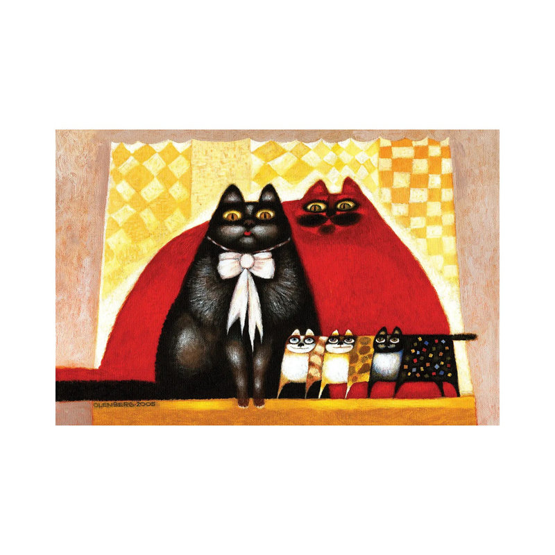 Cats family 1 Piece Wrapped Canvas Painting