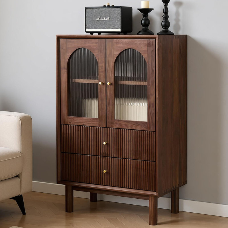 Commode de rangement rétro en noyer noir, 43.31 cm H x 27.55 cm W x 15.74 cm D