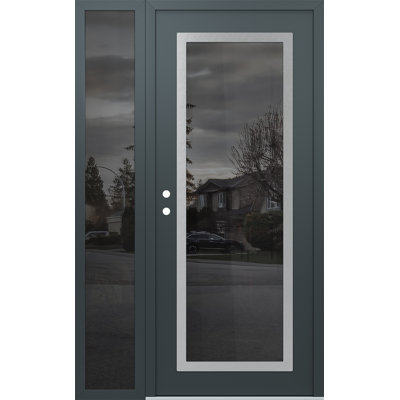 Panneau d'entrée en acier argenté anthracite / anthracite avec panneau latéral pré-monté
