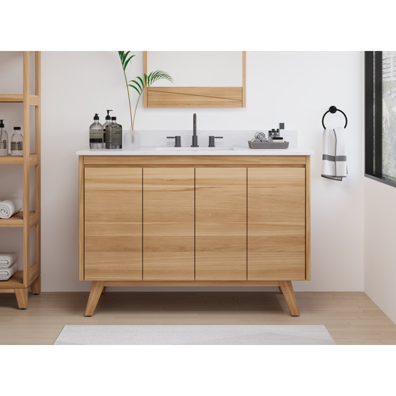 Coventry 48'' W Single Bathroom Vanity Base, Natural Teak