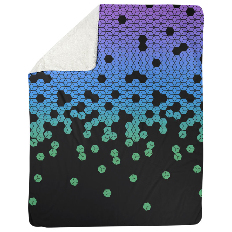 Katelyn Elizabeth Sewn Throw Blanket, 52.5" W x 62.5" L, Purple/Black/Blue
