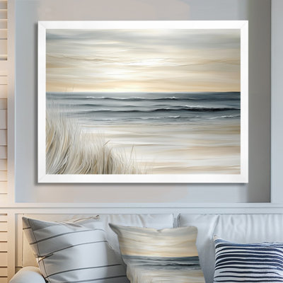 Dune Grass Shoreline - Beige Beach Framed Wall Art