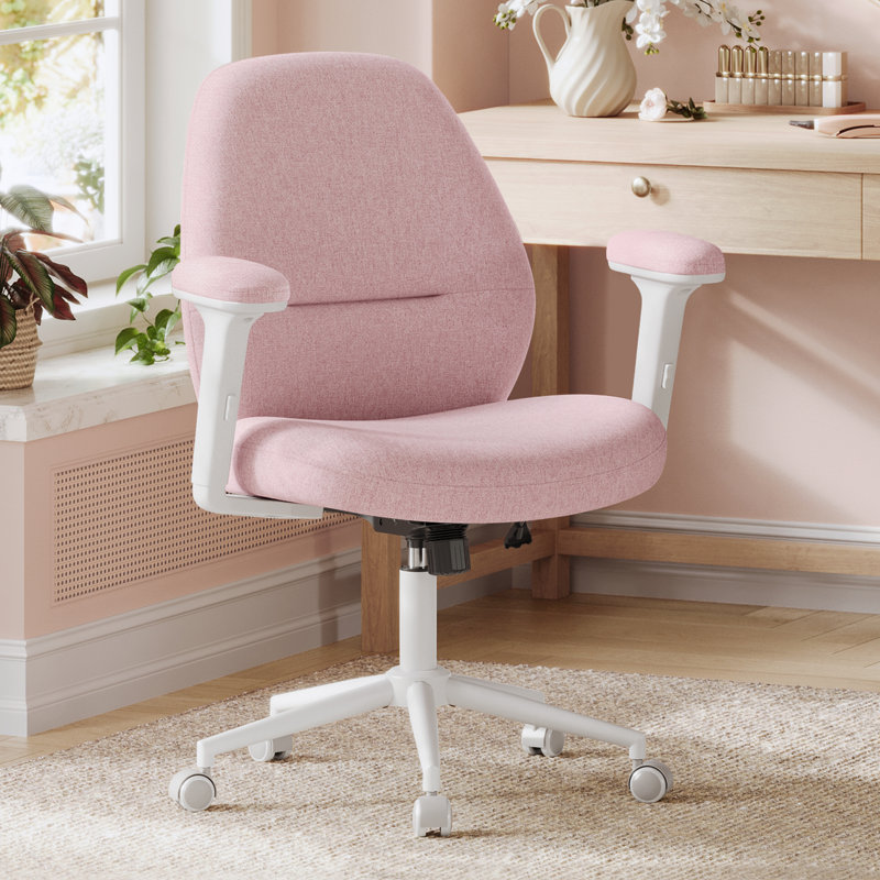 Takeisha Office Chair, Pink, White