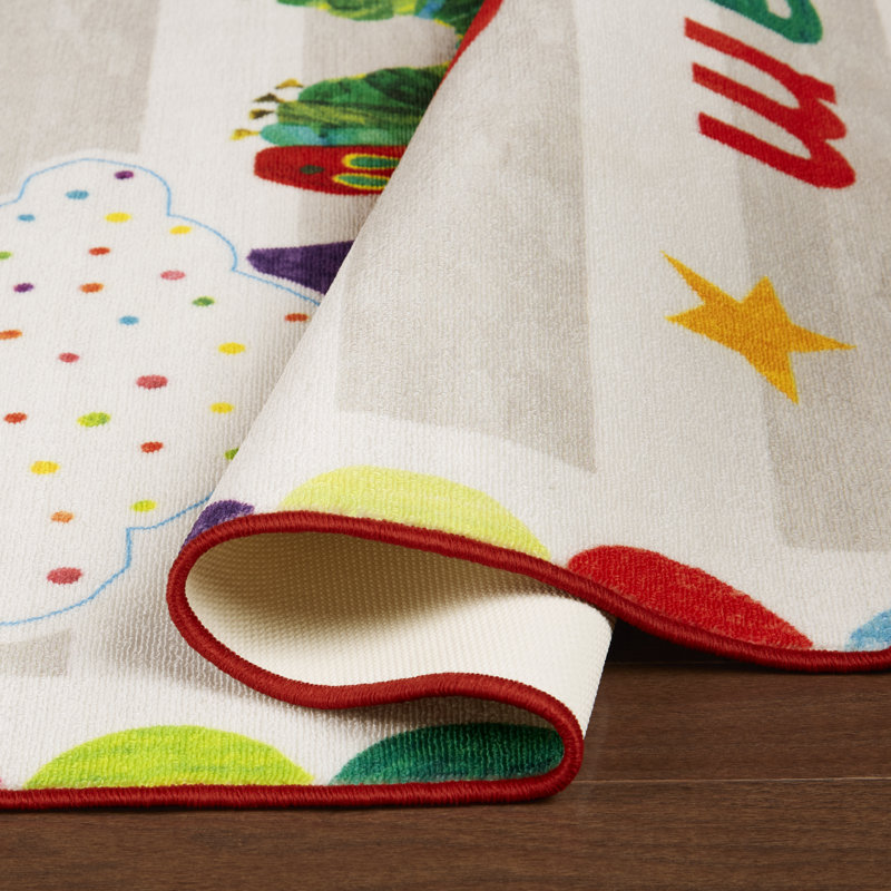 Tapis lavable à la machine pour enfant «The Très affamé» par Eric Carle, blanc / gris, 35 po x 51 po
