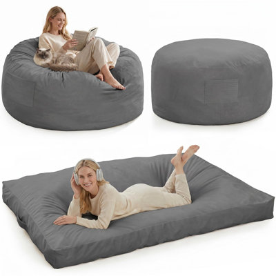 Canapé-lit surdimensionné de 4 pi pour adultes et adolescents - Mousse à mémoire de forme à rebond élevé - Flanelle douce, housse lavable amovible, mobilier de salon confortable, gris