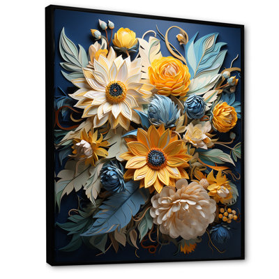 Abstrait bleu et beige tournesols I - impressions sur toile de tournesols